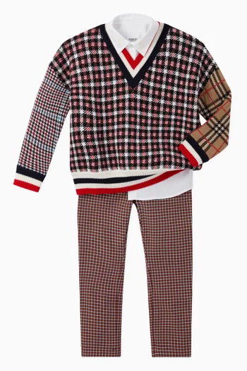Logo Tape Check Pattern Pants  
