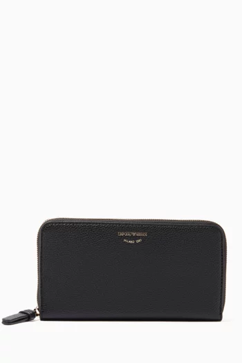 Zip Around Grained Leather Wallet   