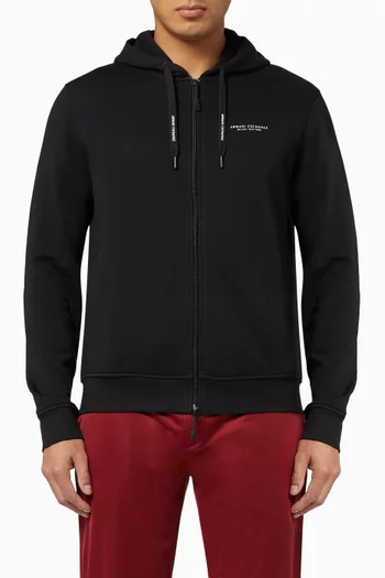 Logo Stretch Cotton Hooded Sweatshirt