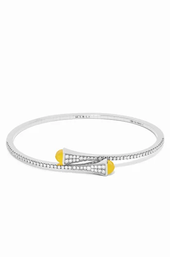 Cleo Diamond Slim Slip-on Bracelet with Yellow Quartz in 18kt White Gold         