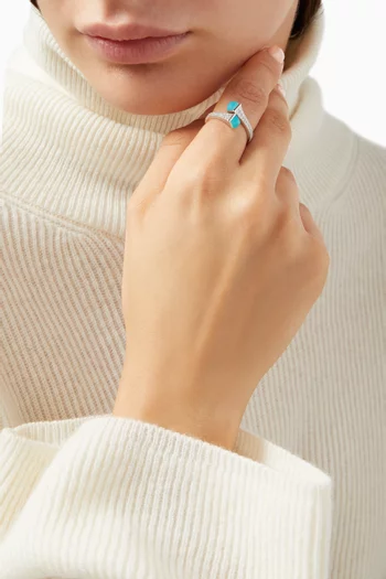 Cleo Diamond Wrap Ring with Sea Blue Chalcedony in 18kt White Gold        