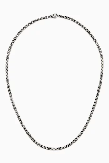 Box Chain Necklace in Titanium & Sterling Silver  