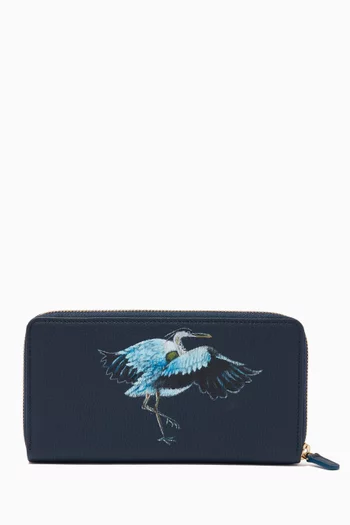 Heron Zipped Travel Wallet in Leather      
