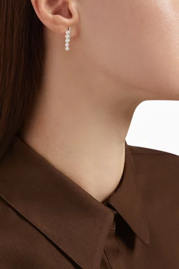 Diamond & Pearl Bypass Earrings in 14kt Yellow Gold    