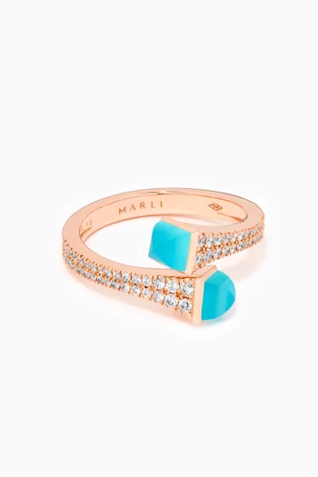 Cleo Diamond Wrap Ring with Blue Chalcedony in 18kt Rose Gold           