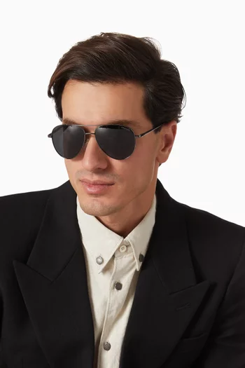 James Aviator Polarized Sunglasses in Stainless Steel