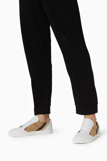 Sneakers in Leather & House Check Cotton