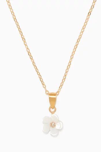 Floral Diamond Pendant Necklace in 18ky Yellow Gold 