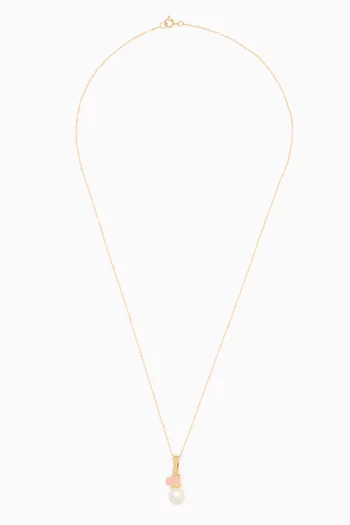 Butterfly Diamond Pearl Pendant in 18kt Yellow Gold        
