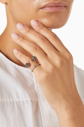 خاتم مزدوج مزين بجمجمتين نحاس مطلي