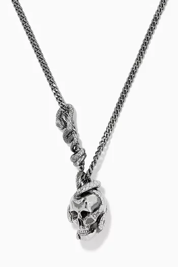Skull & Snake Necklace in Brass