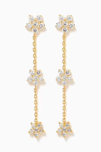 Trilogy Fairy Flower Diamond Earrings in 18kt Yellow Gold  