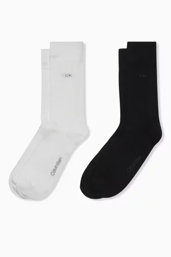 Classic Crew Socks in Cotton Knit, Set of 2
