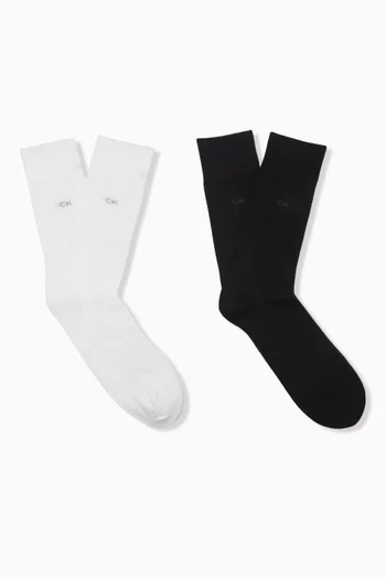 Classic Crew Socks in Cotton Knit, Set of 2
