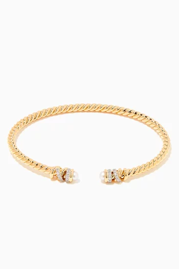 Petite Helena Diamond Bracelet with Pearls in 18kt Yellow Gold  