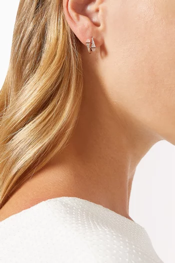 Cleo Diamond Huggie Earrings with Moon Stone in 18kt Rose Gold           