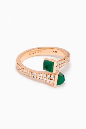 Cleo Diamond Wrap Ring with Green Agate in 18kt Rose Gold       