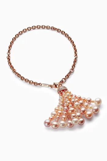 Bahar Diamond Tassel Bracelet with Pearls in 18kt Rose Gold