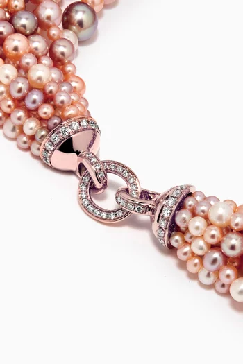 Bahar Diamond Lock Bracelet with Pearls in 18kt Rose Gold  