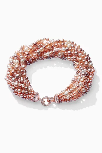 Bahar Diamond Lock Bracelet with Pearls in 18kt Rose Gold  