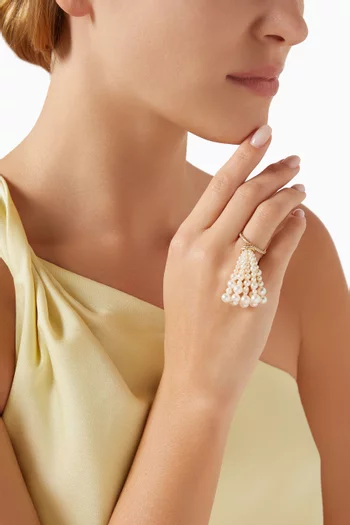 Bahar Diamond Tassel Ring with Pearls in 18kt Gold