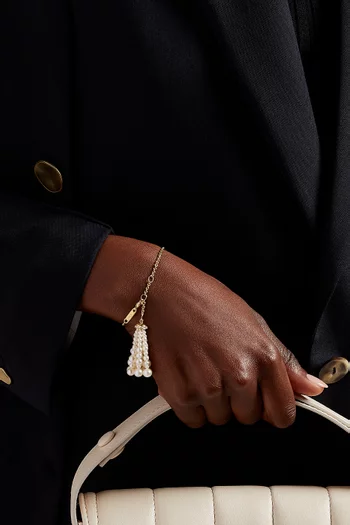 Bahar Diamond Tassel Bracelet with Pearls in 18kt Yellow Gold