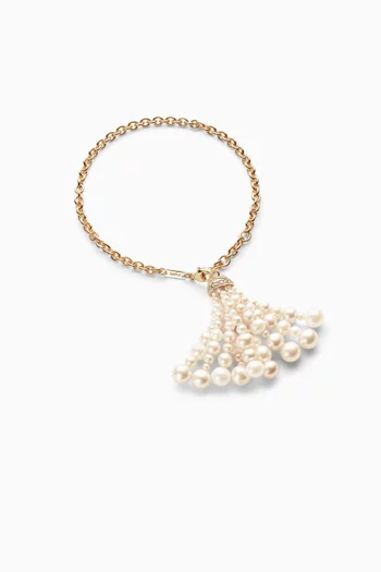Bahar Diamond Tassel Bracelet with Pearls in 18kt Yellow Gold
