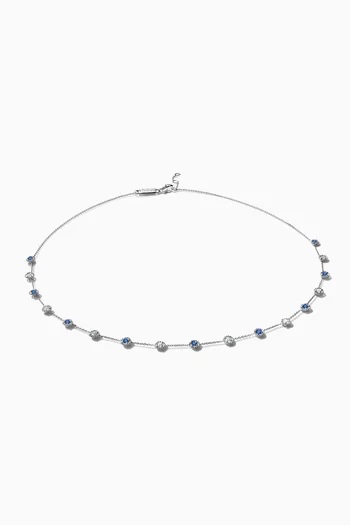 Salasil Necklace with Diamond & Sapphire in 18kt White Gold  