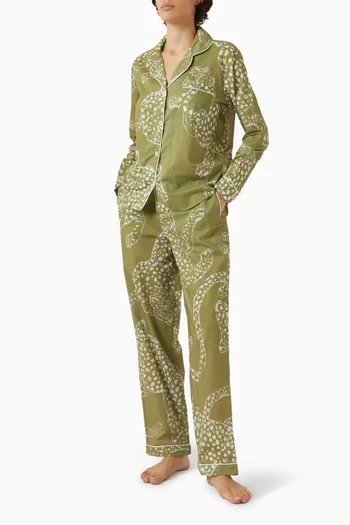 طقم بيجاما ببنطال طويل ونقشة ذا جاغ قطن