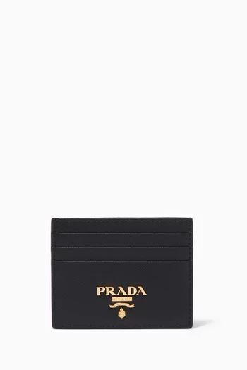 Logo Card Holder in Saffiano Leather    
