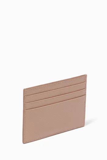 Logo Card Holder in Saffiano Leather
