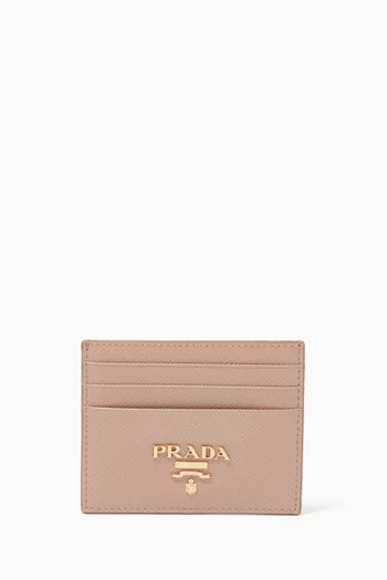 Logo Card Holder in Saffiano Leather