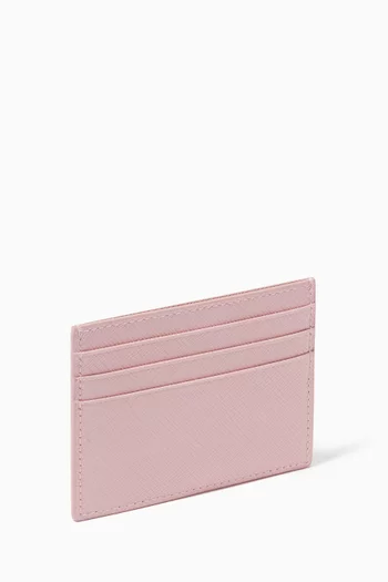 Logo Card Holder in Saffiano Leather