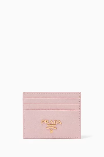Logo Card Holder in Saffiano Leather