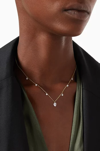 قلادة مرصعة بأحجار زركونيا مكعبة بدون إطار ومطلية بالذهب