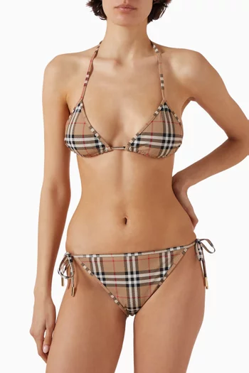Check-print Triangle Bikini Set