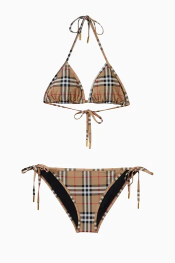 Check-print Triangle Bikini Set