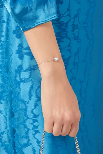 My First Pearl Diamond Bracelet in 18kt White Gold        