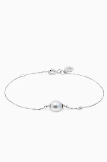 My First Pearl Diamond Bracelet in 18kt White Gold        