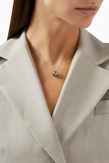 Pearl Pendant with Diamond in 18kt White Gold        