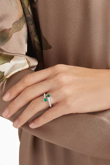 Cleo Diamond Wrap Ring with Green Agate in 18kt White Gold
