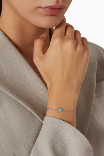 Cleo Pyramid Diamond Anklet with Turquoise in 18kt White Gold 