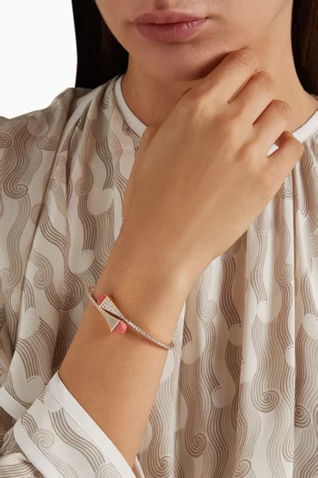Cleo Diamond Slip-on Bracelet with Pink Coral in 18kt Rose Gold      