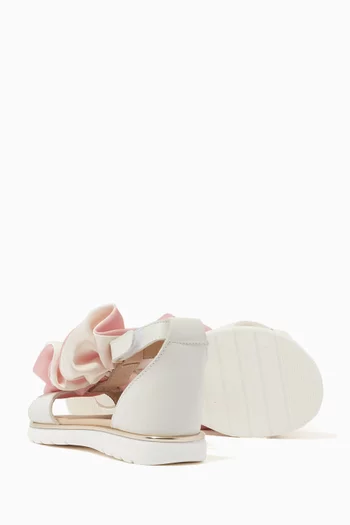 Satin Bow Sandals in Leather