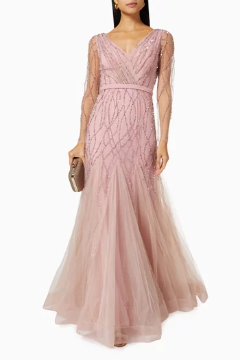 Sequin Bead Gown in Tulle 