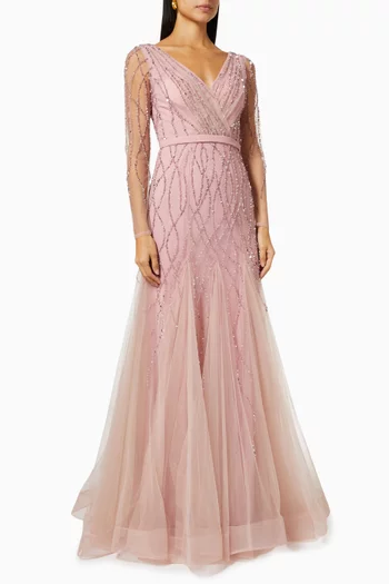 Sequin Bead Gown in Tulle 