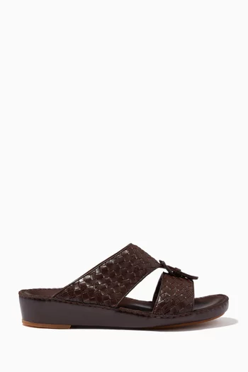 Cinghia Treece Stitched Sandals in Softcalf   