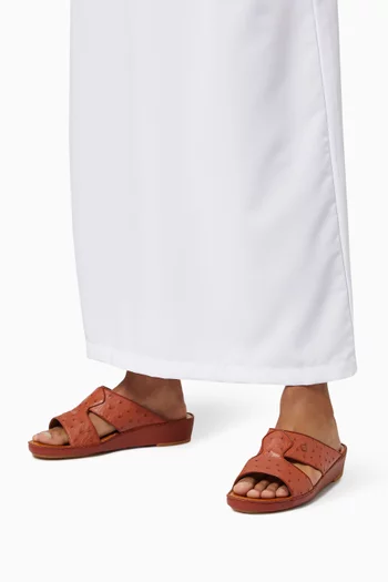 Peninsula Sandals in Ostrich Leather   