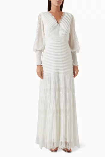 فستان سهرة نيسا بأكمام بأساور مزمومة جورجيت