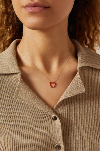 "Hob/ Love" Heart Pendant with Enamel in 18kt Yellow Gold
